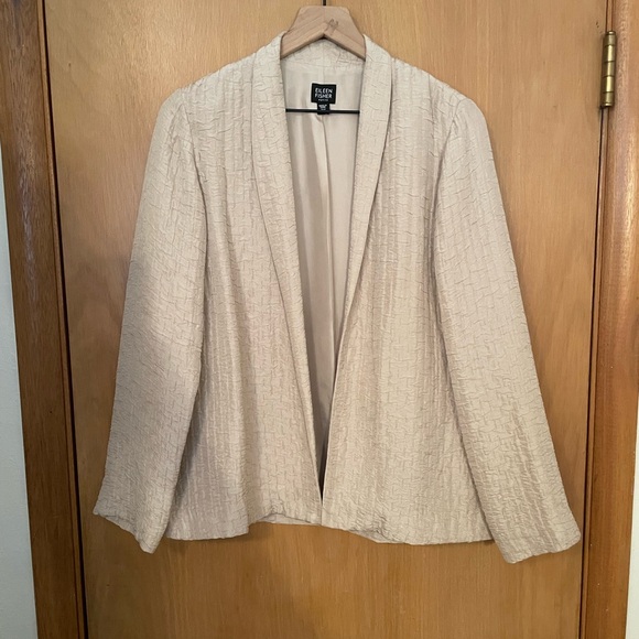 Eileen Fisher Jackets & Blazers - Eileen Fisher Silk + Linen Lightweight Crinkle Open Blazer Size M.